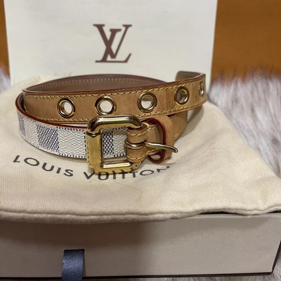 Authentic Louis Vuitton M6935W Ceinyure Damier Azur belt women size 80. main image 6
